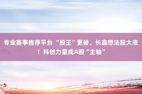 专业赛事推荐平台 “股王”更替、长鑫想法股大涨！科创力量成A股“主轴”