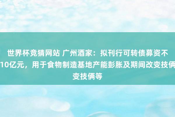 世界杯竞猜网站 广州酒家：拟刊行可转债募资不超10亿元，用于食物制造基地产能彭胀及期间改变技俩等