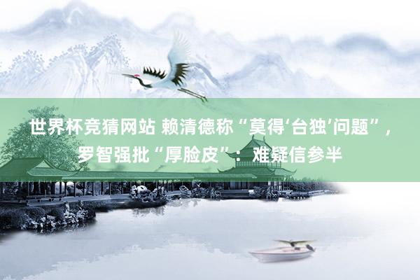 世界杯竞猜网站 赖清德称“莫得‘台独’问题”，罗智强批“厚脸皮”：难疑信参半
