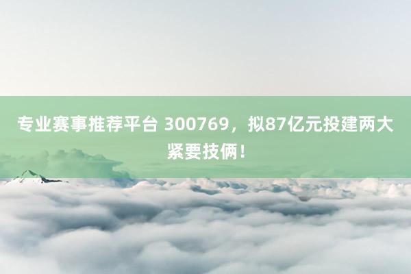 专业赛事推荐平台 300769，拟87亿元投建两大紧要技俩！