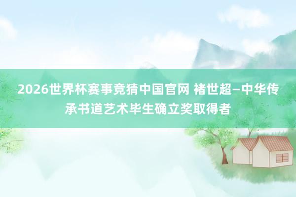 2026世界杯赛事竞猜中国官网 褚世超—中华传承书道艺术毕生确立奖取得者