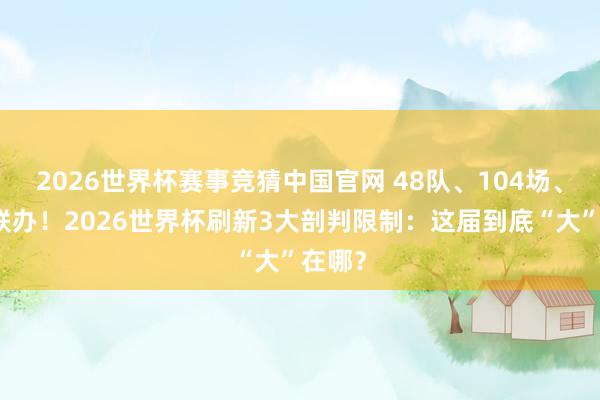 2026世界杯赛事竞猜中国官网 48队、104场、三国联办！2026世界杯刷新3大剖判限制：这届到底“大”在哪？